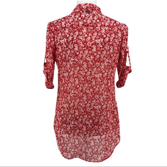 zink London Red Floral Print Tunic Style Top - Picture 5 of 8